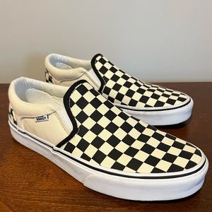 Black & white Vans Slip-Ons - 8.5